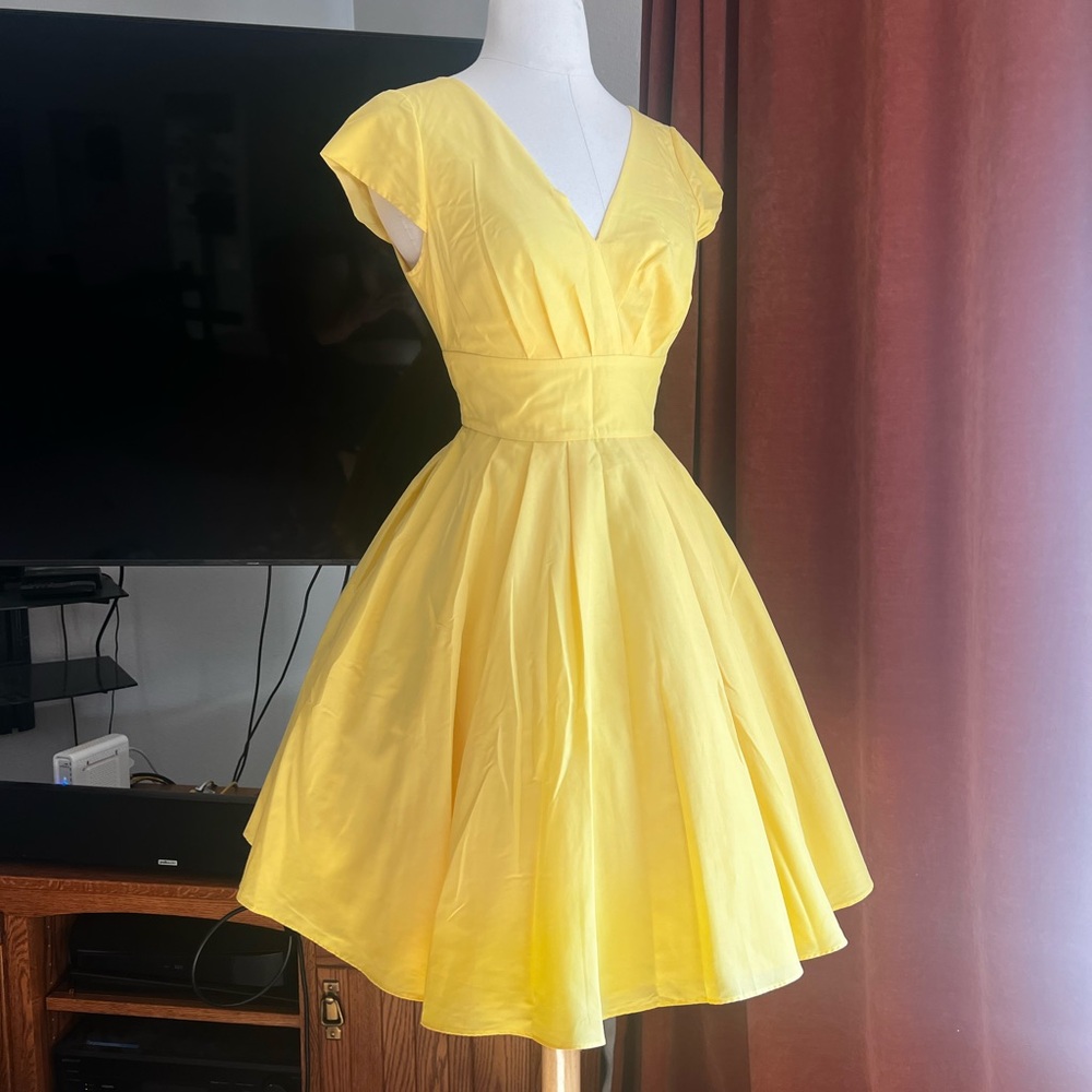 Ted Baker London Sunny Yellow Mini Dress, 1950s Vintage Dress Inspired, 50s Styl